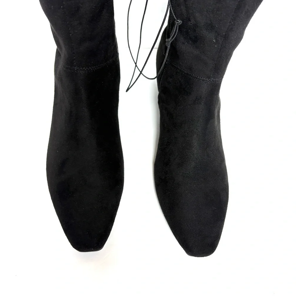 Worthington Over Knee Boots Black Faux Suede Tall Sexy Coquette Baddie Sz‎ 6 NWB